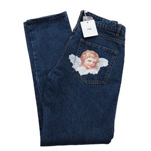 Adika Jeans Women's Size M High Rise Blue Denim Jeans Angel Back Pocket 28Wx28L